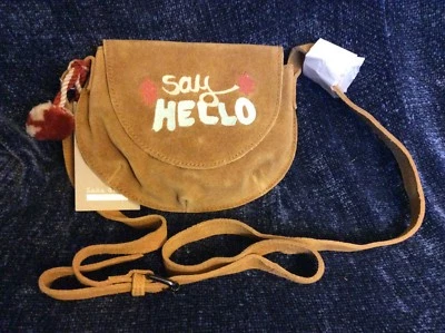 Zara Girls Accessories Leather  “Say Hello” Embroidered Handbag NWT - Image 1 of 4