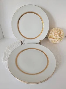 Royal M China Dinner Plates Set of 4 Yamaka Japan Pattern Oxford White w/ Gold  - Picture 1 of 7