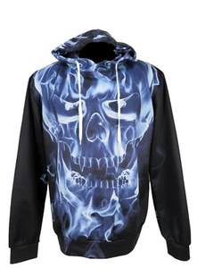 Herren Markenlos 2XL Blau & Schwarz Grafik Totenkopf Pullover Hoodie - Bild 1 von 9