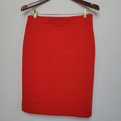 Falda Lápiz J CREW Roja Naranja Talla 4 Texturizada Matelassé Carrera Trabajo Hendidura Rodilla Foto 1 de 4