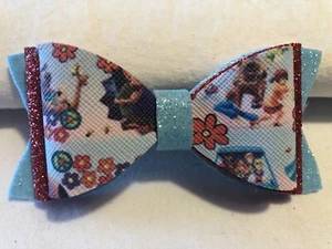 SCOOBY DOO 3 LAYER HAIR BOW. BLUE, RED, AND WHITE. 3.5" X 1.75". HOMEMADE - Picture 1 of 3