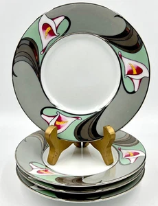 SET OF 4 FITZ & FLOYD LIS DE PLATINE 5.75" BREAD PLATES, EXCELLENT CONDITION - Picture 1 of 13