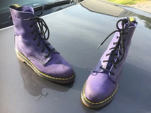 Vintage Dr Martens 1460 purple nubuck leather boots UK 3 EU 36 Made in England - Picture 1 of 11