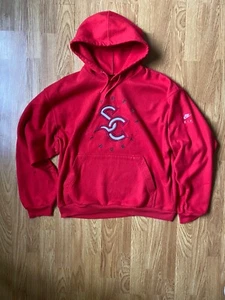 Vintage 90s Nike Supreme Court Fleece Big Logo FIT Size L Pullover Red Hoodie - Picture 1 of 7