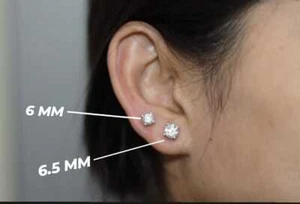 925 Sterling Silver Round Moissanite Solitaire 4 Prong Push Back Stud Earrings - Picture 1 of 7