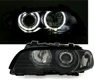 Scheinwerfer LED Angel Eyes für BMW E46 Coupe Cabrio Bj. 1999-2003 Schwarz - Bild 1 von 4