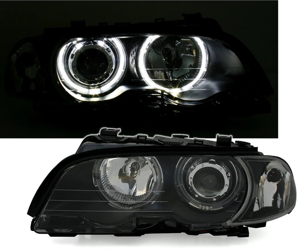 Scheinwerfer LED Angel Eyes für BMW E46 Coupe Cabrio Bj. 1999-2003 Schwarz - Bild 1 von 4