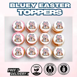 *PRE CUT* | Edible Icing | Wafer | Cupcake Toppers | Bluey | Happy Easter | Egg - Picture 1 of 3