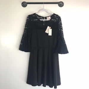 Neu mit Etikett Cinq a Sept 00 schwarz Valentina Etui-Kleid Spitze Oberteil 3/4 Glockenärmel Schlüsselloch - Bild 1 von 6