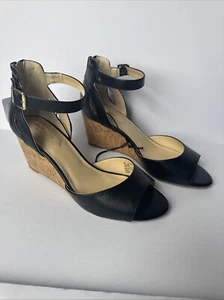 Liz Claiborne Octavia Black Memory Foam Open Toe Wedge Sandals Size 9w NWT - Picture 1 of 9