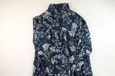 Top Mujer Trixxi Azul Blanco Floral Manga Larga Cremallera Completa Pequeño Usado en Excelente Condición Foto 1 de 4