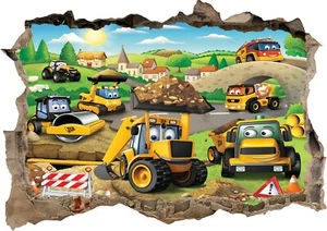 JCB Tractors Diggers Graphic 3D Smashed Sticker Wall Poster Decal Art Mural 7-98 - Picture 1 of 1