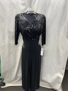 ADRIANNA PAPELL JUMP SUIT/SIZE 12/RETAIL$169/NEW WITH TAG/BLACK SEQUENCE - Picture 1 of 3