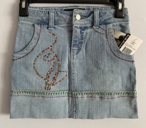 Baby Phat Blue Jean Denim Mini Embellished Skirt Girl's Size 10 NWT - Picture 1 of 3