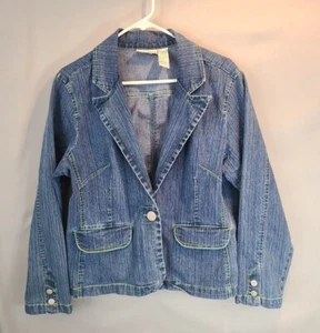 Bill Blass size Large VTG Women’s Jean Jacket Denim Blazer Y2K Momcore - Picture 1 of 4