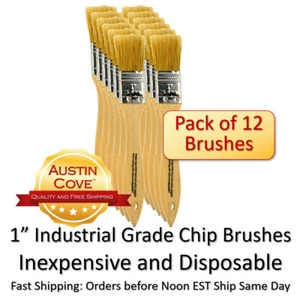 1" Chip Brush 12 Pack : Disposable 1 Inch Industrial Grade for Resin Glue Epoxy - Picture 1 of 4