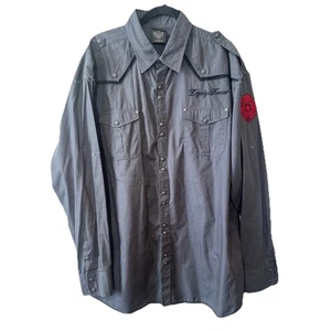 Blac Label Vintage Loyalty Forever Shirt Men's 4X Gray Snap Front Biker Y2K - Picture 1 of 16