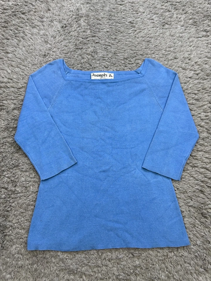 Suéter Joseph A Mujer Pequeño Azul Aqua Seda Manga 3/4 Cuello Corazón Pullover Foto 1 de 4