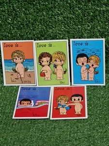 Vintage 'Love Is' Sticker Panini x5 1970's Sticker Numbers 121-199-237-238-146 - Picture 1 of 12
