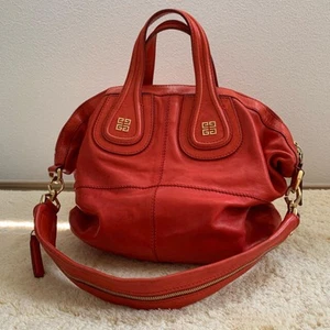 GIVENCHY Nightingale Shoulder Bag Handbag Tote Leather Red Rare - Picture 1 of 9