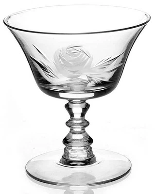 Vintage FOSTORIA Crystal ROSE 4 1/8" Low SHERBET Champagne ETCHED BLOWN GLASS - Image 1 of 3