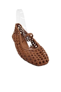 Joie Womens Faux Leather Woven Sheer Slip On Square Toe Flats Brown Size 8.5 - Picture 1 of 6