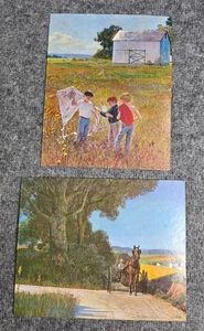 Vintage John Falter Farm Life Prints Boys Horse Buggy Rural Country Art Scenes - Picture 1 of 5