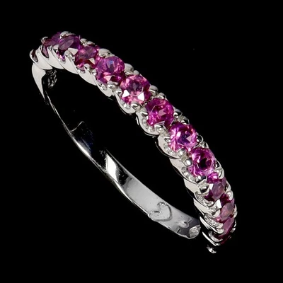 Anillo de plata de ley 925 redondo rodolita granate piedras preciosas naturales joyería talla 8 Foto 1 de 4