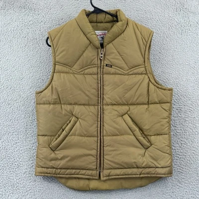 Vintage Lee Storm Rider Vest Men Medium Brown 70s Full Zip Western Cowboy Puffer - Image 1 of 4
