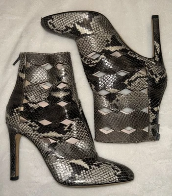 SJP Sarah Jessica Parker Snakeskin Leather Booties 4" Stilettos Women's Sz 6.5 - Image 1 of 4