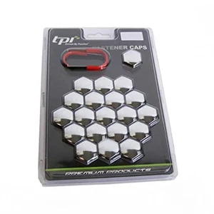 20 x 21mm TPi Alloy Wheel Nut Bolt Covers Caps Universal Set CHROME - Picture 1 of 3