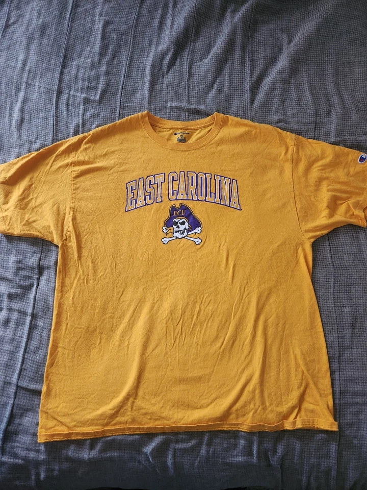 Yellow Champion East Carolina Pirates T-shirt Men's Size 2XL - Image 1 of 4
