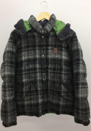 A BATHING APE (BAPE) Piumino Bape Harris tweed UOMO grigio nero check JP taglia L ottimo