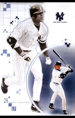 COSTACOS David Justice PINSTRIPES Yankees 2000 Original Baseball POSTER Sealed - Image 1 of 4