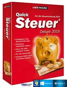 Lexware QuickSteuer Deluxe 2019 Vollversion + Konz Steuerjahr 2018 Download NEU - Bild 1 von 2