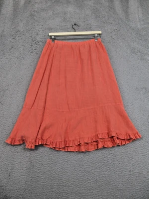Falda Match Point Mujer L Coral Mezcla de Lino Bohemia Femenina Cottagecore Volantes Foto 1 de 4
