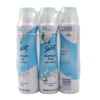 🔥3 PACK Secret Dry Spray Aluminum Free Deodorant for Women 48hr, Jasmine NEW🔥 - Image 1 of 4