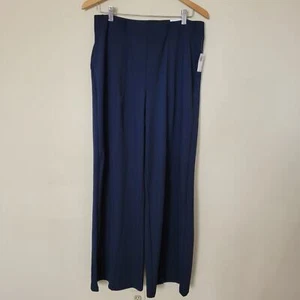 NWT Old Navy Powersoft Go Dry Pants Wide Leg High Rise Flat Front Pull On Blue - Picture 1 of 14
