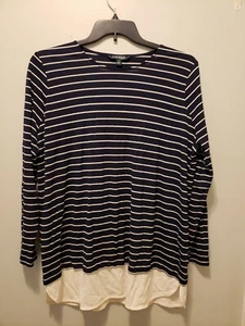 Women's Ralph Lauren Blue White Striped Pullover Tunic 2X Long Sleeve Shirt Top - Picture 1 of 8