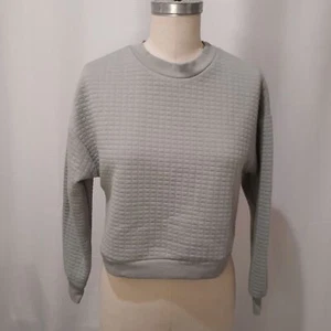 Paper Crane Sage Quilted Crop Top Pullover Sweatshirt / Small - Picture 1 of 7