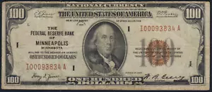Fr.1890-i 1929 Minneapolis $100 Federal Reserve Bank Note Very Fine - Picture 1 of 2