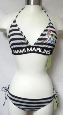 Miami Marlins Women's Size S or M Striped Bikini Bathing Suit Swimsuit C1 6432 - Image 1 of 3