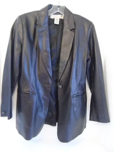 Apostrophe Petites Women's Black Leather 1 Button Blazer Jacket - Size 6P - Picture 1 of 8