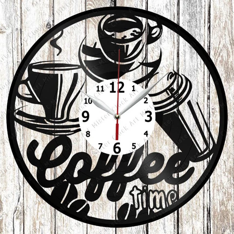 Coffee Vinyl Wall Clock Made Of Vinyl Record Fan Art Handmade The Best Gift 1489 Cover