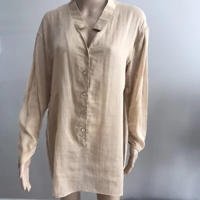 Victor and Rolf Tunic Dress Top Blouse 1/2 Button Down Brown Beige Sz M-L - Image 1 of 4
