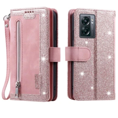 Funda tipo billetera para OnePlus Nord N300, funda de teléfono con tarjeta magnética con cremallera de cuero Foto 1 de 4