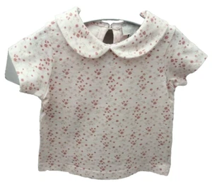 Cyrillus haut manche courte rose motif fleurs petit col claudine bébé 3 mois - Imagen 1 de 1