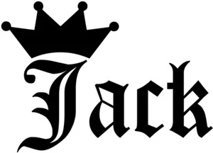 Jack Vinyl Sticker Decal Crown Name Old English - Choose Size & Color - Picture 1 of 2
