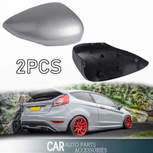 Cubierta de espejo retrovisor lateral izquierdo y derecho para Ford Fiesta 2011-2017 borde plateado - Imagen 1 de 7