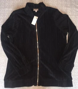 AVENUE Women's Zipper Front Black Stretch Pleated Jacket - 14/16 - NEW NWT - Picture 1 of 3
